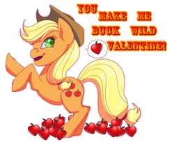 Size: 2550x2080 | Tagged: safe, artist:xxcommandershepardxx, deleted from derpibooru, imported from derpibooru, applejack, pony, apple, food, heart, holiday, simple background, solo, transparent background, valentine, valentine's day