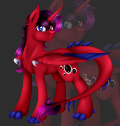 Size: 2000x2100 | Tagged: safe, artist:shamy-crist, imported from derpibooru, oc, oc only, oc:bloody moony, dracony, hybrid, female, heterochromia, high res, solo, zoom layer