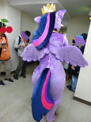 Size: 900x1200 | Tagged: safe, artist:brownedtoast, imported from derpibooru, twilight sparkle, alicorn, human, butt, clothes, costume, emoji, fursuit, irl, japan ponycon, photo, plot, tail, twilight sparkle (alicorn), wide hips