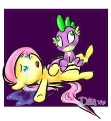 Size: 2405x2622 | Tagged: safe, artist:lildooks, imported from derpibooru, fluttershy, spike, crying, female