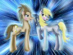 Size: 1024x768 | Tagged: safe, artist:commandereclipse, imported from derpibooru, derpy hooves, doctor whooves, time turner, doctor who, doctorderpy, female, male, shipping, straight, tardis