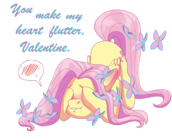 Size: 2550x2080 | Tagged: safe, artist:xxcommandershepardxx, deleted from derpibooru, imported from derpibooru, fluttershy, butterfly, pegasus, pony, blushing, covering eyes, cute, daaaaaaaaaaaw, face down ass up, folded wings, hnnng, holiday, pictogram, shyabetes, simple background, solo, speech bubble, transparent background, valentine, valentine's day, weapons-grade cute, wings