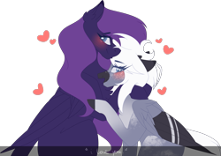 Size: 2827x1996 | Tagged: safe, artist:mauuwde, imported from derpibooru, oc, oc only, oc:ender heart, oc:nisha, pegasus, pony, female, lesbian, mare, oc x oc, shipping, simple background, transparent background