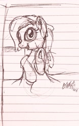 Size: 1783x2857 | Tagged: safe, artist:binkyt11, derpibooru exclusive, imported from derpibooru, oc, oc only, goo pony, original species, pony, blood, blood pony, female, frog (hoof), lined paper, looking at you, mare, monochrome, solo, traditional art, underhoof