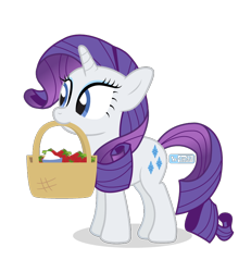 Size: 750x810 | Tagged: safe, artist:dm29, imported from derpibooru, rarity, basket, food, mouth hold, simple background, strawberry, transparent background