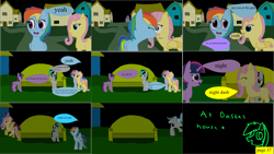 Size: 3851x2169 | Tagged: safe, artist:closingrain, artist:mellowbomb, imported from derpibooru, fluttershy, rainbow dash, twilight sparkle, oc, oc:closingrain, alicorn, comic:calamity fateful, 1000 hours in ms paint, comic, dialogue, twilight sparkle (alicorn)