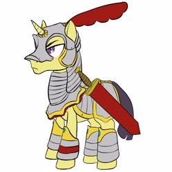 Size: 2791x2800 | Tagged: safe, artist:feroxultrus, imported from derpibooru, pony, unicorn, armor, england, fanfic, fanfic art, feather, knight, male, soldier, solo, sword, warrior, weapon