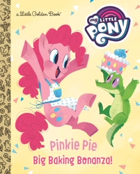 Size: 1547x1920 | Tagged: safe, artist:zoe persico, imported from derpibooru, gummy, pinkie pie, pinkie pie: big baking bonanza, cover, little golden book