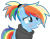 Size: 1024x806 | Tagged: safe, artist:xmelodyskyx, imported from derpibooru, rainbow dash, earth pony, pony, alternate eye color, alternate hairstyle, blushing, clothes, earth pony rainbow dash, female, freckles, grin, hoodie, mare, piercing, ponytail, race swap, simple background, smiling, solo, transparent background, wrong eye shape