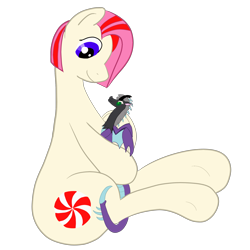 Size: 2085x2085 | Tagged: safe, artist:solestia, imported from derpibooru, oc, oc only, oc:event horizon, oc:strawberry swirl, draconequus, earth pony, pony, cuddling, female, hug, macro, male, mare, simple background, size difference, smiling, transparent background