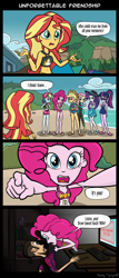 Size: 1288x3000 | Tagged: safe, artist:bredgroup, artist:sirvalter, imported from derpibooru, applejack, fluttershy, pinkie pie, rainbow dash, rarity, sci-twi, starlight glimmer, sunset shimmer, twilight sparkle, equestria girls, equestria girls series, forgotten friendship, belly button, breaking the fourth wall, clothes, comic, fanart, feet, flip-flops, graphics tablet, legs, midriff, monitor, nick confalone, sandals, swimsuit