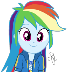 Size: 1928x2048 | Tagged: safe, artist:ilaria122, edit, edited screencap, imported from derpibooru, screencap, rainbow dash, equestria girls, equestria girls series, fluttershy's butterflies, clothes, cute, dashabetes, female, fluttershy's butterflies: dj pon-3, geode of super speed, looking at you, magical geodes, multicolored hair, not a vector, simple background, smiling, solo, transparent background, vector