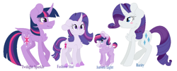 Size: 1024x415 | Tagged: safe, artist:artblaze73, imported from derpibooru, rarity, twilight sparkle, alicorn, family, female, lesbian, magical lesbian spawn, offspring, parent:rarity, parent:twilight sparkle, parents:rarilight, rarilight, shipping, twilight sparkle (alicorn)