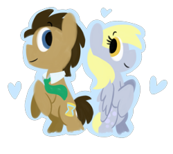 Size: 1703x1515 | Tagged: safe, artist:roseyicywolf, imported from derpibooru, derpy hooves, doctor whooves, time turner, doctorderpy, female, heart, male, rearing, shipping, simple background, straight, transparent background