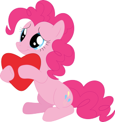 Size: 3333x3567 | Tagged: safe, artist:porygon2z, imported from derpibooru, pinkie pie, earth pony, pony, :t, cute, diapinkes, female, heart, holding, holiday, mare, simple background, sitting, smiling, solo, transparent background, valentine's day