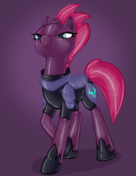 Size: 800x1035 | Tagged: safe, artist:hornbuckle, imported from derpibooru, tempest shadow, latex pony, pony, rubber pony, unicorn, my little pony: the movie, colored, female, shiny, simple background, solo