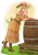 Size: 1109x1600 | Tagged: safe, artist:king-kakapo, imported from derpibooru, applejack, human, barrel, boots, clothes, cowboy hat, dress, female, grass, hat, humanized, shoes, smiling, solo, stetson