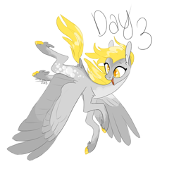 Size: 890x900 | Tagged: safe, artist:creeate97, imported from derpibooru, derpy hooves, pegasus, pony, colored hooves, cutie mark, feathered fetlocks, female, flying, looking back, mare, open mouth, simple background, smiling, solo, wall eyed, white background, wings