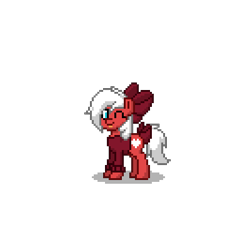 Size: 400x400 | Tagged: safe, imported from derpibooru, oc, oc only, pony, pony town, blue eyes, clothes, cute, female, mare, original character do not steal, red, simple background, solo, transparent background, white hair