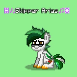 Size: 727x731 | Tagged: safe, imported from derpibooru, oc, oc only, oc:skipper arias, bat pony, pony, pony town, bat pony oc, brown eyes, green, original character do not steal, simple background, white