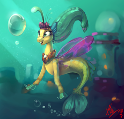 Size: 2924x2800 | Tagged: safe, artist:alumx, imported from derpibooru, princess skystar, seapony (g4), my little pony: the movie, building, female, freckles, solo, underwater, water