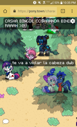 Size: 1440x2392 | Tagged: safe, imported from derpibooru, oc, oc only, pony, pony town, >8u, crossover, destiny, eleskini language, fallen gibberish, house of wolves, pine tree, ponified, skolas, spanish, tree