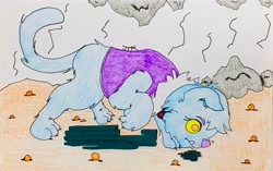 Size: 3734x2351 | Tagged: safe, artist:jamestkelley, imported from derpibooru, oc, oc only, oc:ruby, diamond dog, blind, mine, sniffing, solo, traditional art