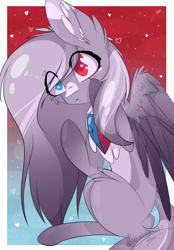 Size: 360x517 | Tagged: safe, artist:pinkdolphin147, imported from derpibooru, oc, oc only, oc:moonie, pegasus, pony, female, heterochromia, mare, solo