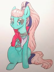 Size: 1593x2104 | Tagged: safe, artist:evergreen-gemdust, imported from derpibooru, coloratura, pony, countess coloratura, female, sitting, solo, traditional art