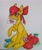 Size: 1414x1676 | Tagged: safe, artist:evergreen-gemdust, imported from derpibooru, apple bloom, pony, female, latter, mouth hold, older, sitting, solo, traditional art