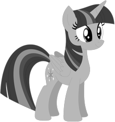 Size: 1024x1091 | Tagged: safe, artist:ra1nb0wk1tty, imported from derpibooru, twilight sparkle, alicorn, pony, female, monochrome, simple background, solo, transparent background, twilight sparkle (alicorn)