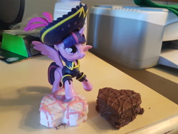 Size: 4032x3024 | Tagged: safe, imported from derpibooru, twilight sparkle, alicorn, chocolate, food, frosting, guardians of harmony, heart, holiday, irl, little debbie, misadventures of the guardians, otaku date, otaku dinner, photo, pirate, raised hoof, snack, toy, twilight sparkle (alicorn), valentine's day