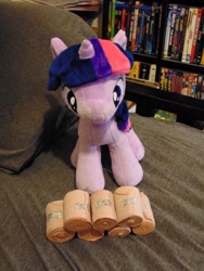 Size: 960x1280 | Tagged: safe, artist:supra80, imported from derpibooru, part of a set, twilight sparkle, pony, unicorn, bandage, imminent bondage, irl, medical bondage, part of a series, photo, plushie, rolls, solo