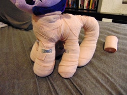 Size: 1280x960 | Tagged: safe, artist:supra80, imported from derpibooru, part of a set, twilight sparkle, pony, unicorn, bandage, bondage, irl, medical bondage, mummification, part of a series, photo, plushie, roll, self bondage, solo