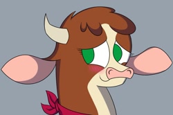 Size: 1123x745 | Tagged: safe, imported from derpibooru, arizona cow, cow, them's fightin' herds, arizona (tfh), blushing, community related