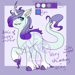 Size: 2000x2000 | Tagged: safe, artist:pharaohkieru, imported from derpibooru, oc, oc only, oc:nameless, dracony, hybrid, kirin, adoptable, adopts, cloven hooves, colored fetlocks, colored hooves, female, freckles, interspecies offspring, leonine tail, offspring, open mouth, parent:rarity, parent:spike, parents:sparity, simple background, solo, unshorn fetlocks