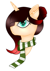 Size: 535x766 | Tagged: safe, artist:cindydreamlight, artist:cindystarlight, imported from derpibooru, oc, oc only, oc:miss shimmer, pony, unicorn, bust, clothes, female, mare, portrait, scarf, simple background, solo, transparent background