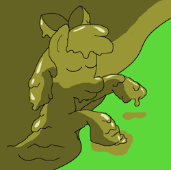 Size: 1040x1030 | Tagged: safe, artist:amateur-draw, imported from derpibooru, apple bloom, 1000 hours in ms paint, covered in mud, downvote bait, female, ms paint, mud, muddy, solo, wet and messy