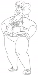 Size: 997x1985 | Tagged: safe, artist:catstuxedo, imported from derpibooru, pinkie pie, human, equestria girls, equestria girls series, forgotten friendship, clothes, fat, female, humanized, monochrome, pudgy pie, solo, swimsuit