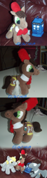 Size: 800x3000 | Tagged: safe, artist:usagi-zakura, imported from derpibooru, derpy hooves, doctor whooves, time turner, earth pony, pegasus, pony, ask discorded whooves, discord whooves, doctor who, eleventh doctor, plushie, tardis