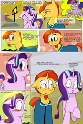 Size: 1200x1800 | Tagged: safe, artist:zouyugi, imported from derpibooru, starlight glimmer, sunburst, pony, unicorn, comic:confession, blushing, comic, dialogue