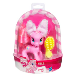 Size: 400x400 | Tagged: safe, imported from derpibooru, pinkie pie (g3), box, brush, bunny ears, female, g3.5, my little pony logo, solo, toy