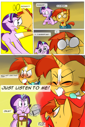 Size: 1200x1800 | Tagged: safe, artist:zouyugi, imported from derpibooru, starlight glimmer, sunburst, pony, unicorn, comic:confession, comic, dialogue