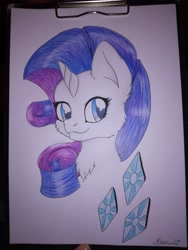 Size: 3120x4160 | Tagged: safe, artist:mimicproductions, imported from derpibooru, rarity, bust, cutie mark, female, hand drawing, mare, solo, traditional art