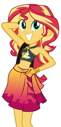 Size: 2062x4300 | Tagged: safe, artist:keronianniroro, imported from derpibooru, sunset shimmer, equestria girls, equestria girls series, forgotten friendship, absurd resolution, arm behind head, armpits, belly button, bikini, clothes, female, looking at you, sarong, simple background, smiling, solo, stomach, sunset selfie, swimsuit, transparent background, vector