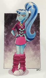 Size: 1779x3019 | Tagged: safe, artist:tonyfleecs, imported from derpibooru, sonata dusk, equestria girls, boots, clothes, female, ponytail, shoes, skirt, socks, solo