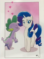 Size: 2251x3008 | Tagged: safe, artist:tonyfleecs, imported from derpibooru, rarity, spike, dragon, pony, unicorn, female, male, mare, shipping, sparity, straight