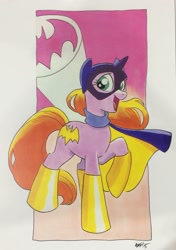 Size: 2117x3015 | Tagged: source needed, safe, artist:tonyfleecs, imported from derpibooru, pony, unicorn, batgirl, ponified, raised hoof, solo