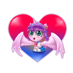 Size: 2000x2000 | Tagged: safe, artist:vanezaescobedo, imported from derpibooru, princess flurry heart, alicorn, pony, baby, baby pony, clothes, costume, female, heart, heart background, looking at you, sailor moon, simple background, smiling, solo, transparent background