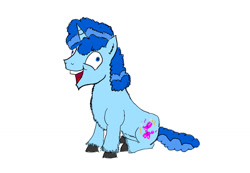 Size: 1300x900 | Tagged: safe, artist:horsesplease, imported from derpibooru, party favor, unicorn, behaving like a dog, crying inside, derp, doggie favor, happiness, happy, i didn't listen, male, meme, paint tool sai, sitting, smiling, solo, stallion, unshorn fetlocks, year of the dog